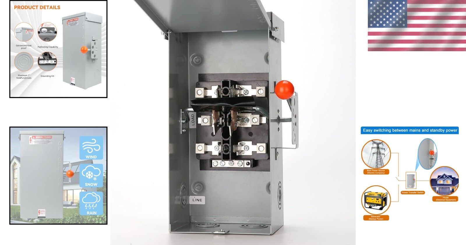 24000W Generator Transfer Switch 100Amp Double-Throw