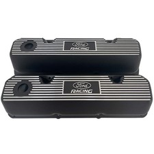 351 Cleveland Black Valve Covers - Ford Racing  Logo - New Old Stock