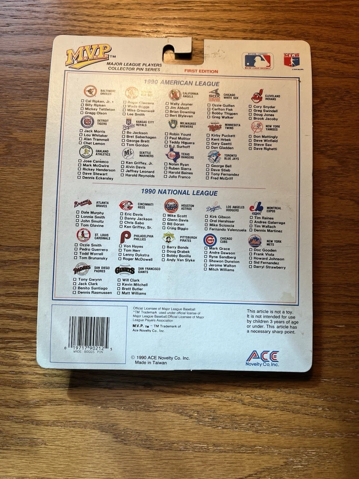 PIN DE COLECCIONISTA 1990 (ACE NOVETY MVP) y tarjeta (puntuación) Wade Boggs & Dave Righetti Foto 4 de 4