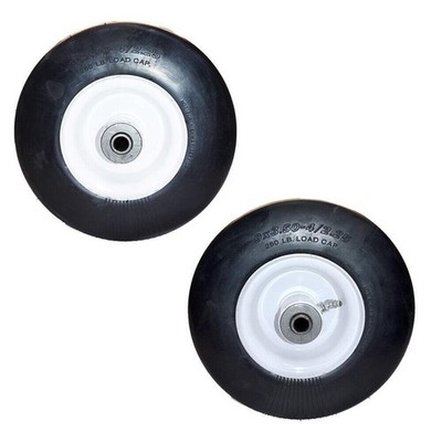 (2) 1-513648 FLAT FREE SOLID TIRE FRONT CASTER WHEEL 9X3.50-4