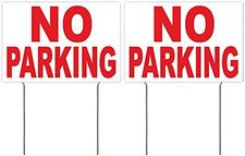4Lessco 8X12 Inch NO Parking Yard Sign with Stake Wb - 2 Pack