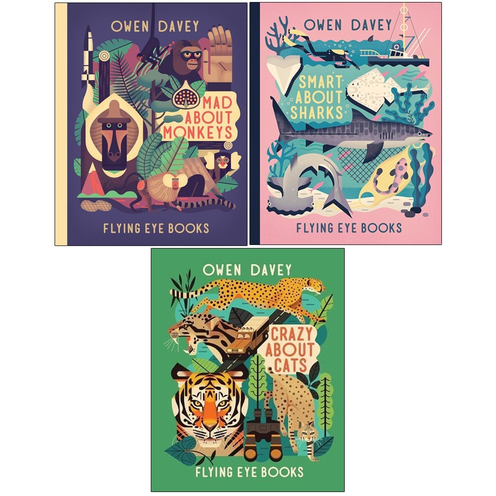 Animal Series Collection 3 Books Set by Owen Davey Mad About Monkeys,Smart About