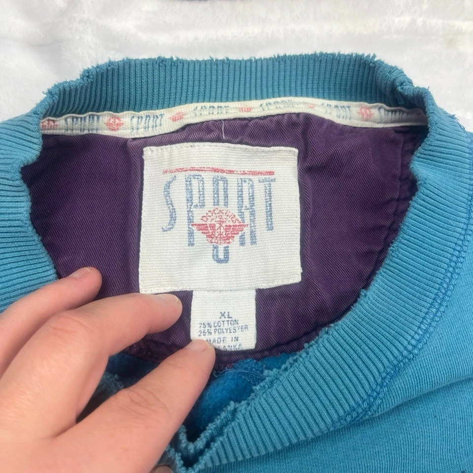 Dockers SPORT 1980-х толстовка XL бирюзовый синий v-образным вырезом вышитый карман повседневный - Изображение 3 из 4