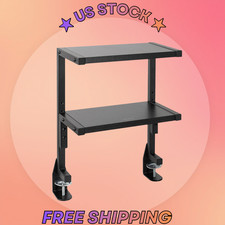Clamp-on 13 inch Above or Below Desk 2-Tier Shelving Unit for Table Accesso