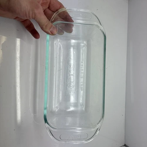 Vintage Pyrex Loaf Pan Baking Dish #2213 Clear Glass Corning  With Handle USA