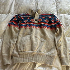 GapKids Boys Fair Isle Mock Neck 1/4 Button Knit Pullover Size M 8