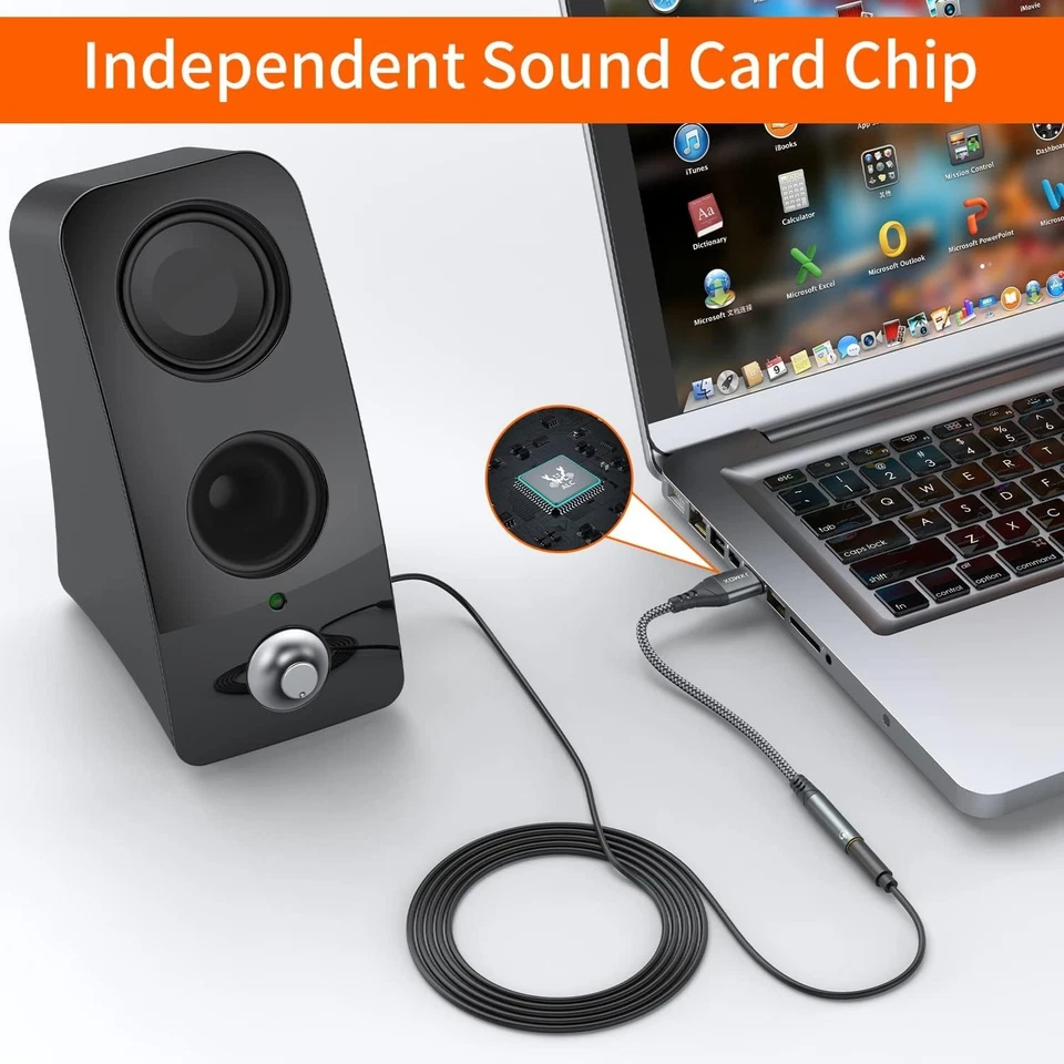 JXMOX USB to 3.5mm Audio Adapter (2-Pack) - USB-A 6 inch / 15 cm, 2-Pack - Image 4 of 4