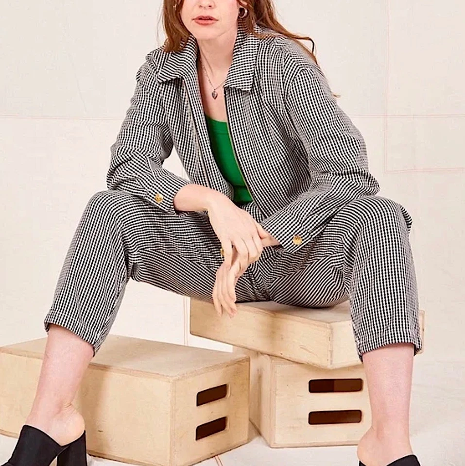 BIG BUD PRESS Ricky Checked Flight Jacket Unisex 2X Black & White Retro 50s Zip - Image 4 of 4