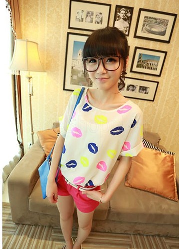 Sexy Women Chiffion Basic Shirt Short Sleeves Casual Party Tops Tanks Blouse - Bild 14 von 28