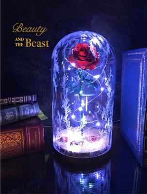 超レア 美品 美女と野獣 Enchanted Rose Beauty and the Beast Enchanted Rose Handmade out of Metal with LED