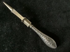 ** Sterling handle floral paisley pattern AWL HOLE PUNCH with adjustable stop **