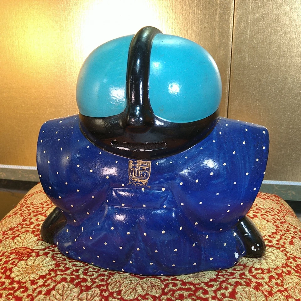 Japanese Porcelain Fukusuke Doll 7.48inch Traditional Lucky Ornament W/Cushion - Image 3 of 4