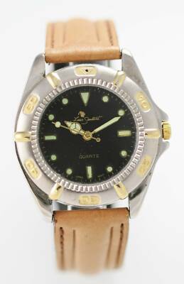 Luis Santini Herren Armbanduhr Schwarz Edelstahl Silber Gold Tan Leder Water Res