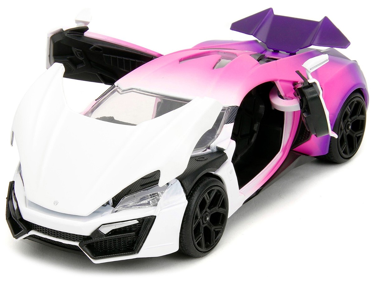 LYKAN HYPERSPORT WHITE, PINK & PURPLE 1/24 DIECAST MODEL CAR