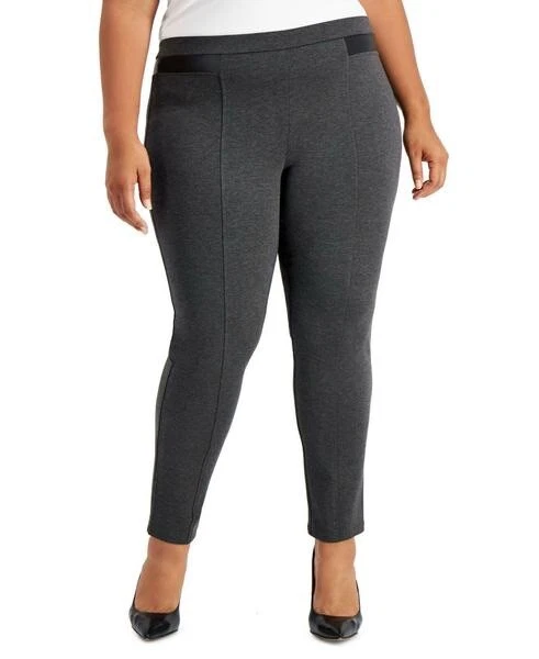 JM COLLECTION Women s Plus Size Faux Leather Trim Ponte Knit Pants 24W NWT