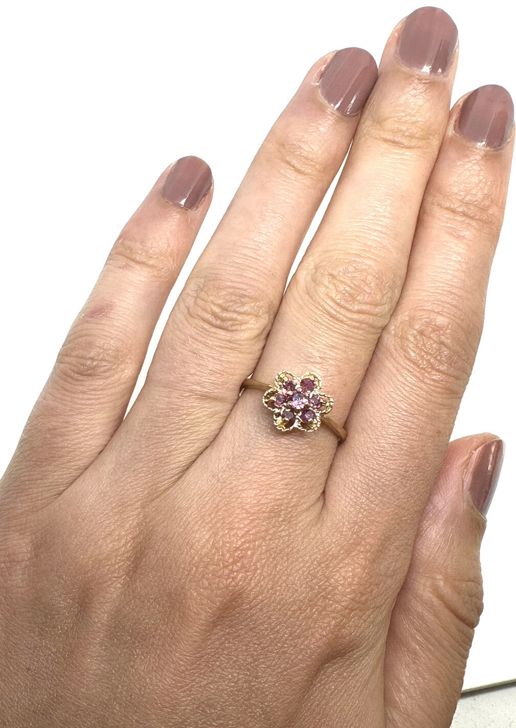 9ct Gold Ruby Ring Yellow Gold Ruby Ring Ruby Flo… - image 3