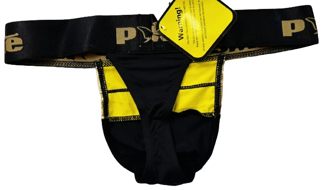 Pikante 男式 PIK 8020 Sweet Underworld 丁字裤 - 金色/黑色,小号 — 第 3/4 张图片