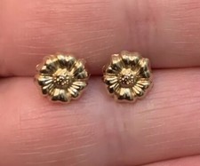 Vintage 14K Yellow Gold Daisy Flower Earrings Stud Child READ