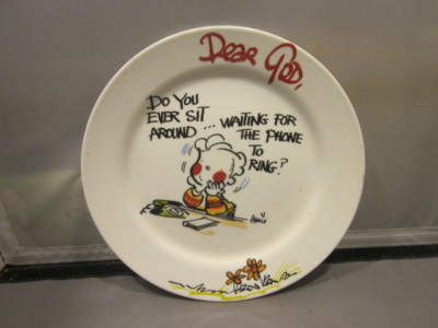 Royal Norfolk 8'' Plate Dear God ''DO YOU EVER SIT AROUND WAITING FOR THE PHONE ..