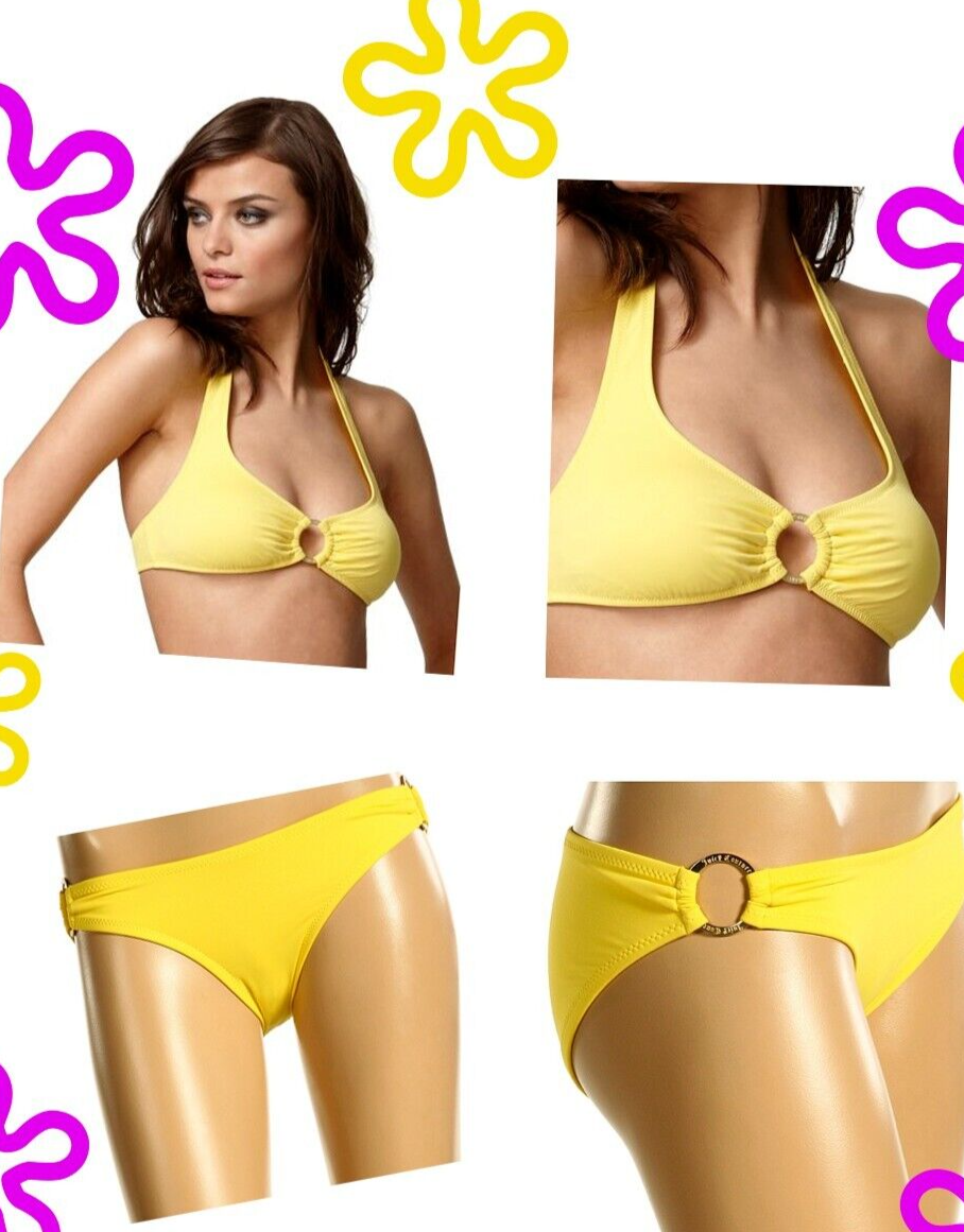 Juicy Couture Yellow Maldives Ring Halter Top & Bottom Swimsuit