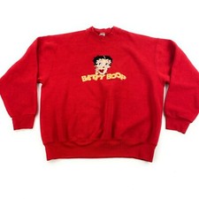 VTG 90s Betty Boop Embridered Crewneck USA MADE Streetwear Sweatshirt Sz XL