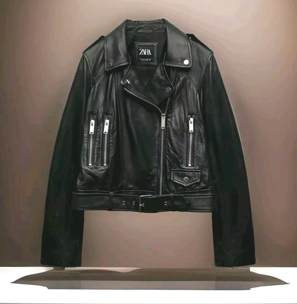 Zara Genuine Sheep Leather Motorcycle Black Moto Biker Zara Genuine Sheep Leather Motorcycle Black Moto Biker
