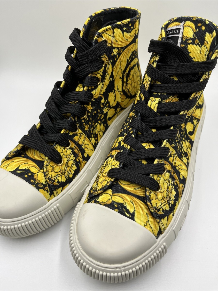 Versace Greca High Top Barocco Sneakers Size 40 Floor Sample