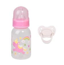Pink Feeding Bottle & White Magnetic Pacifier Set for Reborn Baby Doll Accessory