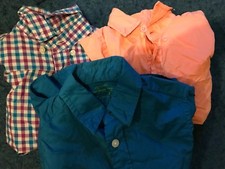 3 Jcrew Crewcuts Boys Dress Shirt Button Down Cotton 2 Gingham, Solid EUC