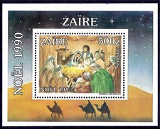 Zaïre 1991 Noël Nativité Saint Famille Bétail Âne Chameaux Etoiles 1v m s MNH