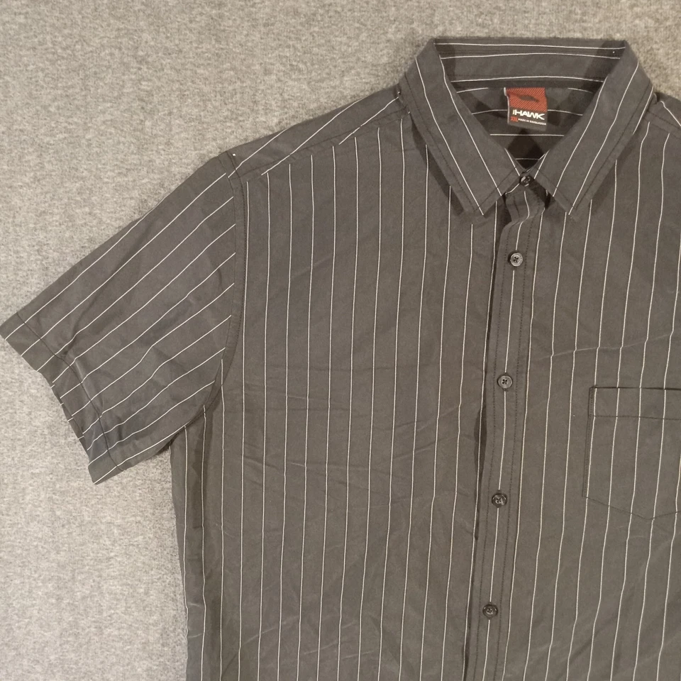 Hawk Shirt Mens XXL Button Front Short Sleeve Modal Blend Black Striped Pocket - Image 4 of 4