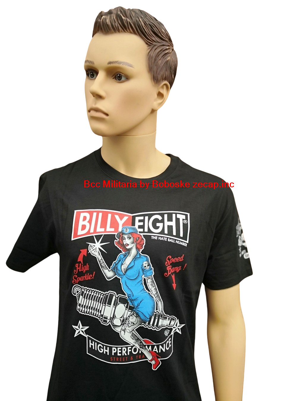 T-shirt High Sparkle Billy Eight en pur coton premium noir pour homme