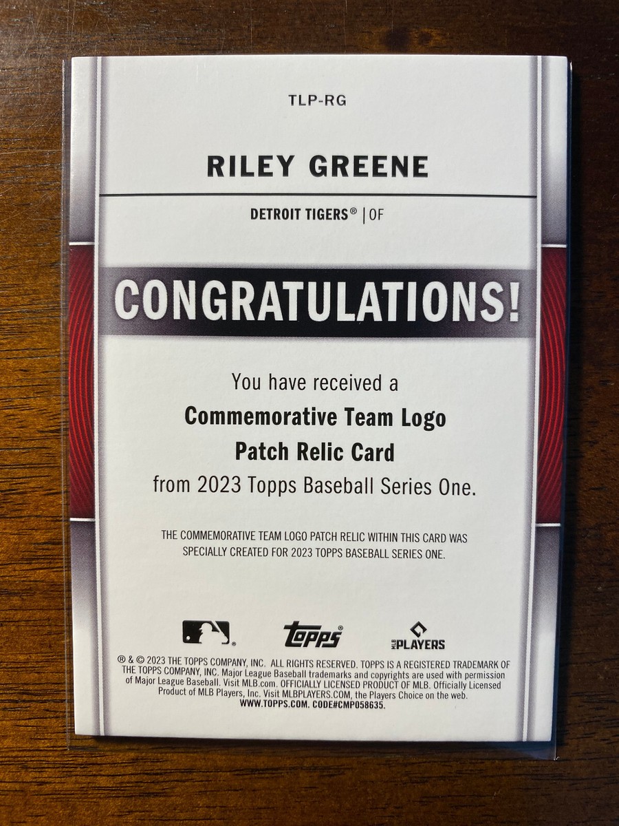 RILY Logo MA-1 サイズ: S 2023 Topps Series 1 Riley Greene #TLP-RG Rookie RC Team Logo