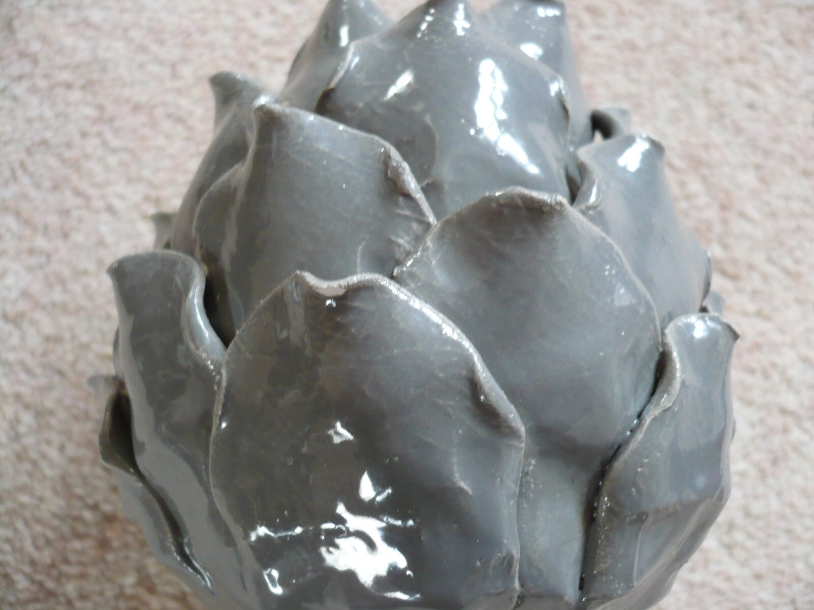 Gisela Graham Ceramic Artichoke Grey Glazed Tea light Candle Holder