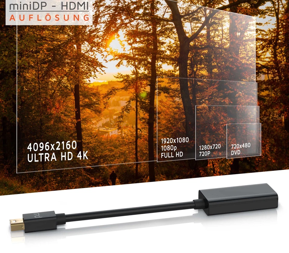 Primewire mini DisplayPort zu HDMI Adapter miniDP Stecker zu HDMI Buchse 4k UHD - Bild 4 von 4