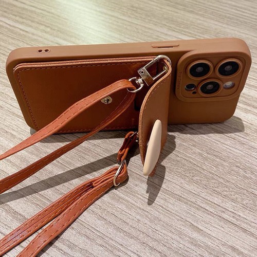 For iPhone 16 Pro Max15 14 13 12 PU Leather Cover Wallet Crossbody Lanyard Case - Picture 2 of 8