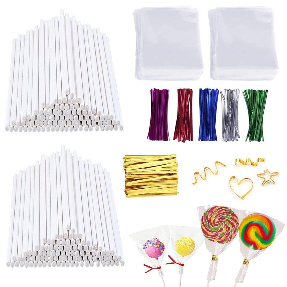 300-teiliges Cake-Pop Set – Stäbchen, Tüten & Bänder In Gold