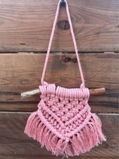 Mini Pink Wall Hanging Macramé Boho Décor