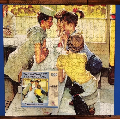MasterPieces SODA JERK 1000 Pc Jigsaw Puzzle COMPLETE #71407 Norman Rockwell - Picture 3 of 5