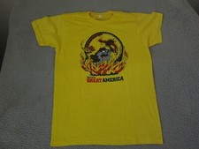 Vintage Looney Tunes Shirt Mens Large Yellow 70s Made in USA Taz Devil Flames