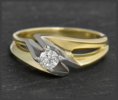 Diamant Ring, lupenreiner 0,24ct Brillant Solitär, 585 Gold, Vintage um 1960 - Bild 4 von 7