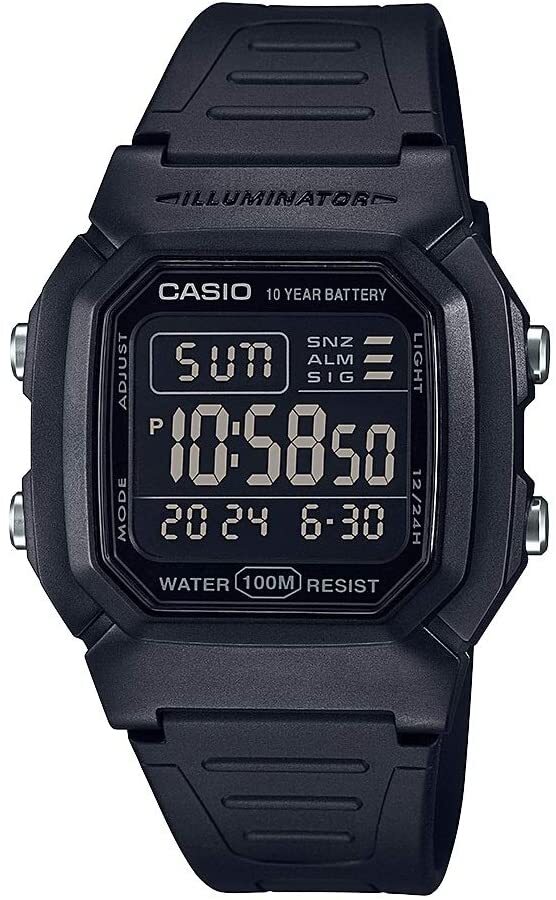 CASIO W-800 デジタル腕時計 ブラック Casio W-800H-1BVCF Water Resistant Digital Display Black Resin