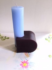 Image of Broste Copenhagen Blocke candle Light blue brown