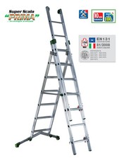 FACAL SCALA ALLUMINIO TRASFORMABILE 3 PEZZI 6+7 PIOLI H.MAX 5,05 MT P 240-3