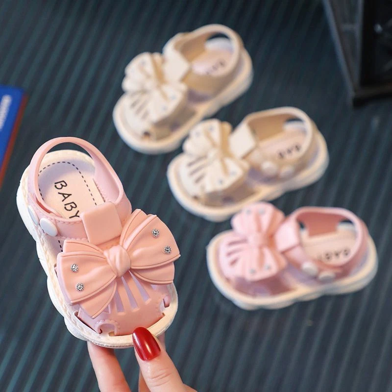 Baby Girls Infants Sandals Soft Sole Shoes Newborn Toddler Bow Slippers Summer - Image 3 of 4
