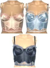 VICTORIAS SECRET DREAM ANGELS UNLINED LONG LINE BALCONET BRA SATIN LACE TRIM