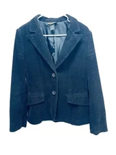 Metro Style Women's Corduroy jacket Blazer size 8 Black V-Neck Business Casual