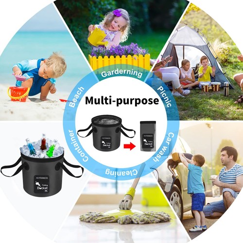 Collapsible Bucket 5 Gallon Container Folding Water Bucket Portable Wash Basi... - Picture 6 of 7