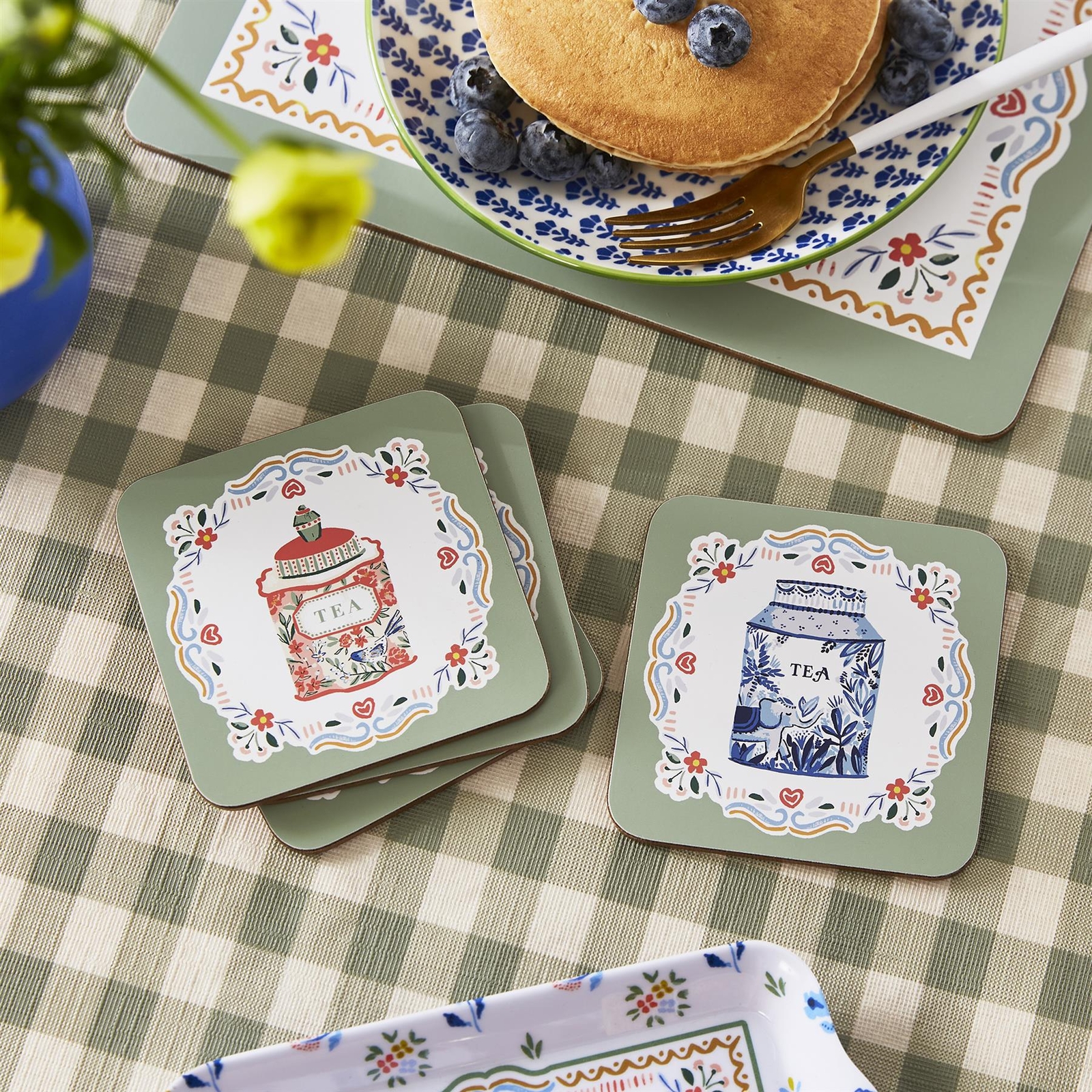 Coasters - 4 Pack Ulster Weavers Tea Tins Cork Backed Print Multi - Image 2