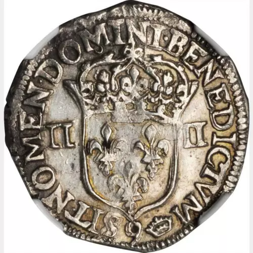 1613 (9) France 1/4 Ecu, NGC UNC Cleaned, Rare & Seldom Offered, KM Unlisted